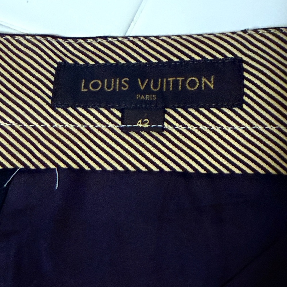 Louis Vuitton Navy and Tan Buttoned Fabric